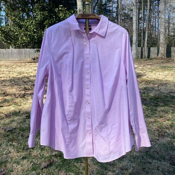 Talbots Light Pink Cotton Stretch Button Front Blouse - Picture 2 of 6